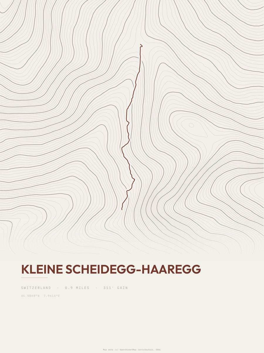 Kleine Scheidegg-Haaregg topographic trail print