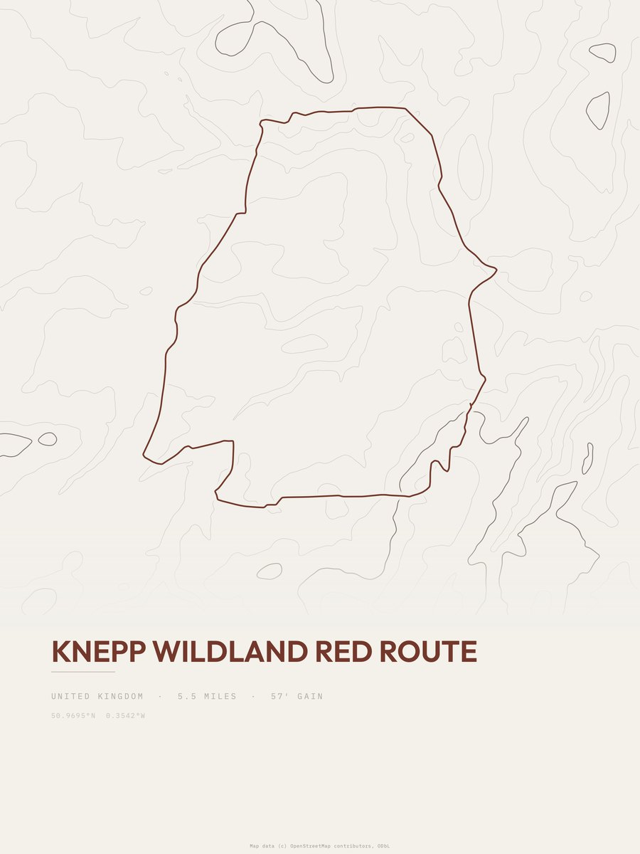 Knepp Wildland Red Route Topographic print