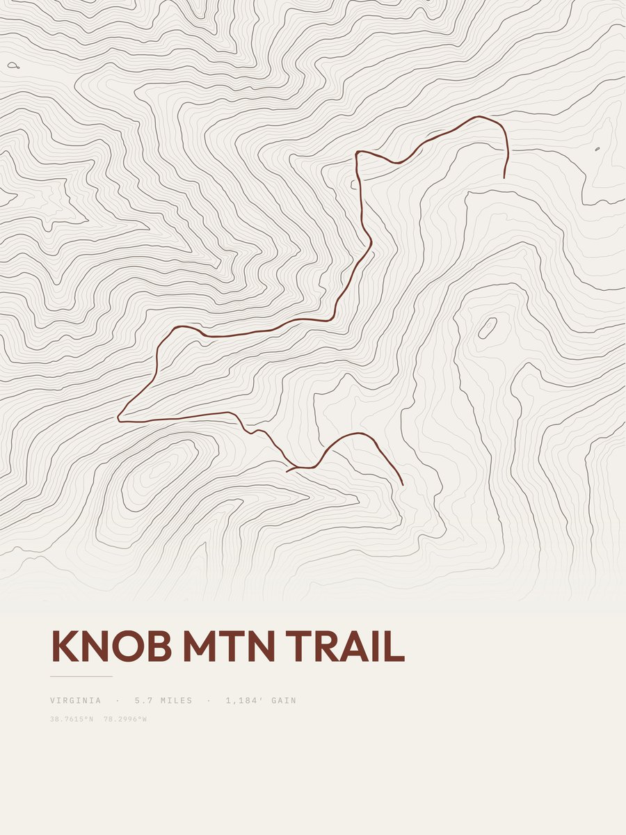 Knob Mountain Trail topographic trail print