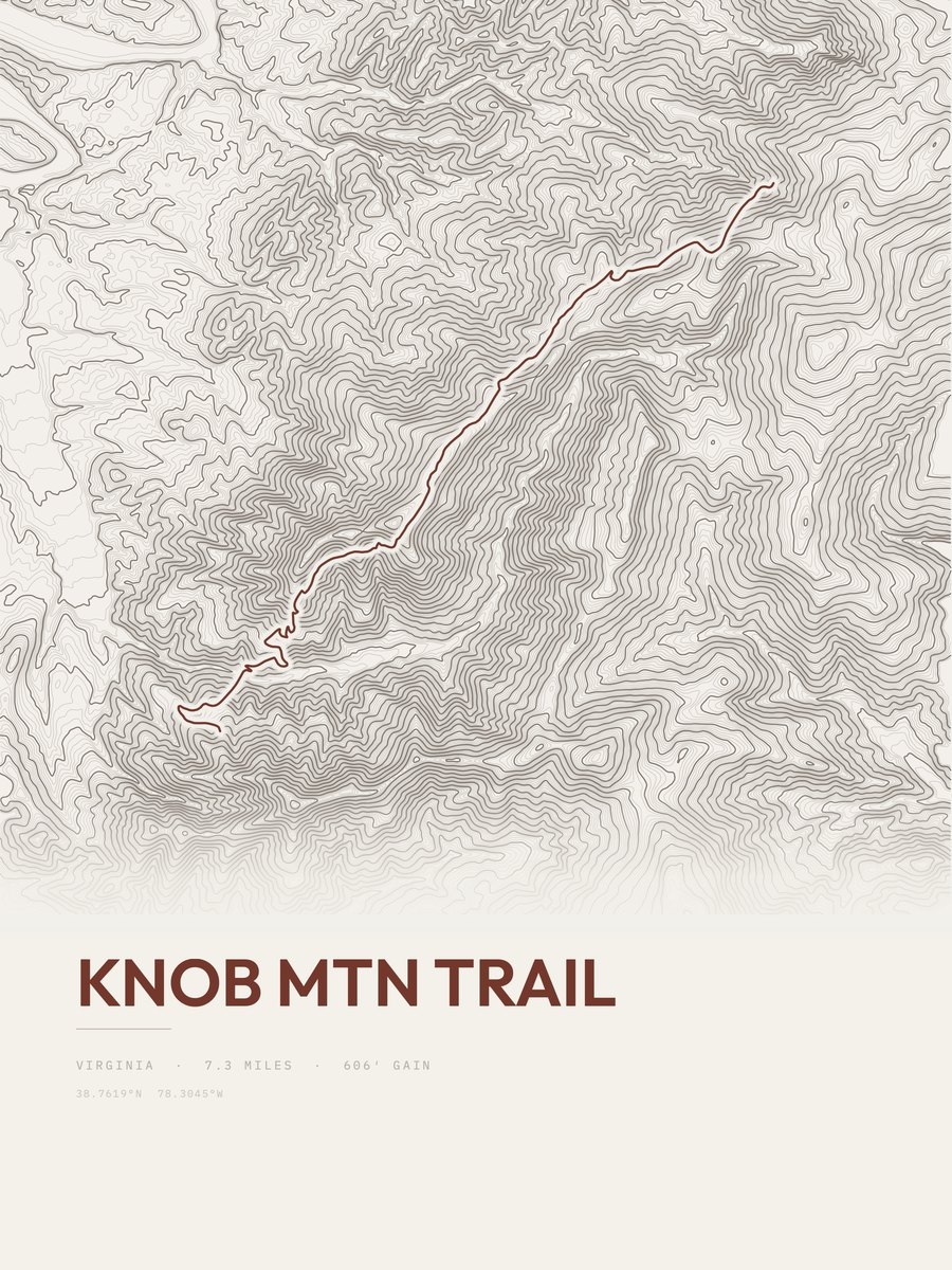 Knob Mountain Trail Topographic print
