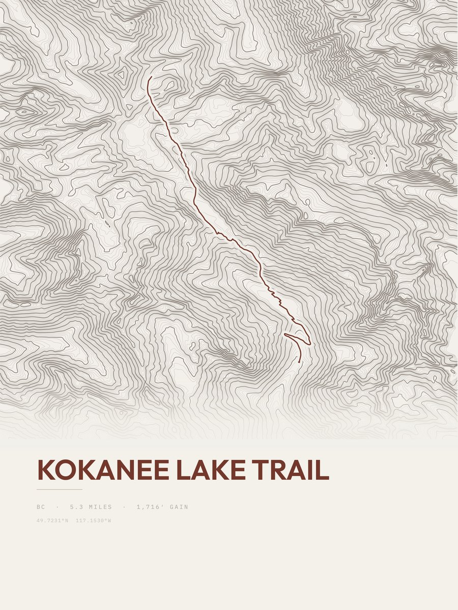 Kokanee Lake Trail topographic trail print