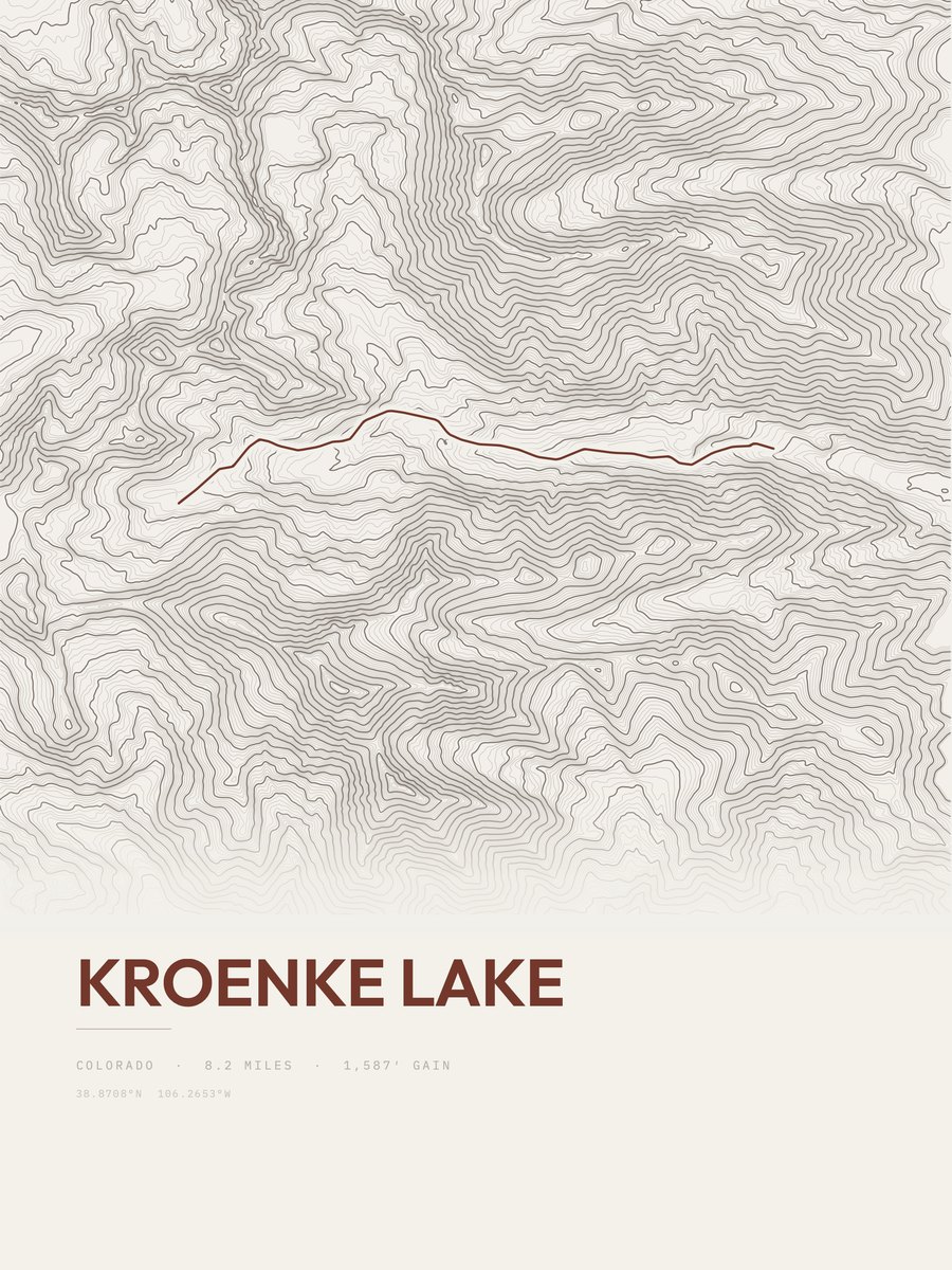 Kroenke Lake topographic trail print