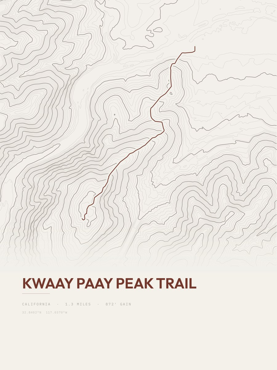 Kwaay Paay Peak Trail Topographic print