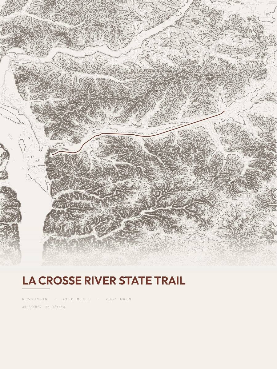 La Crosse River State Trail topographic trail print