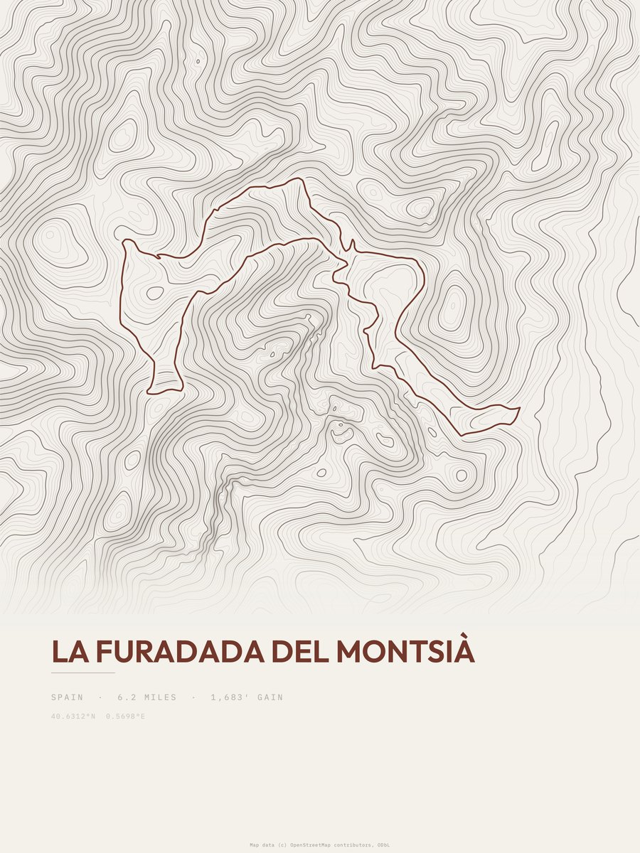 La Furadada del Montsià topographic trail print
