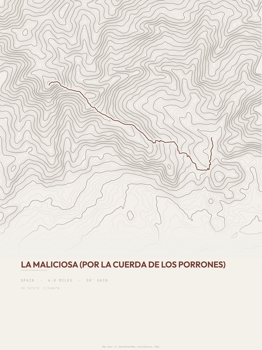 La Maliciosa topographic trail print