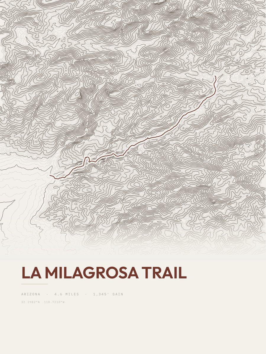 La Milagrosa Trail topographic trail print