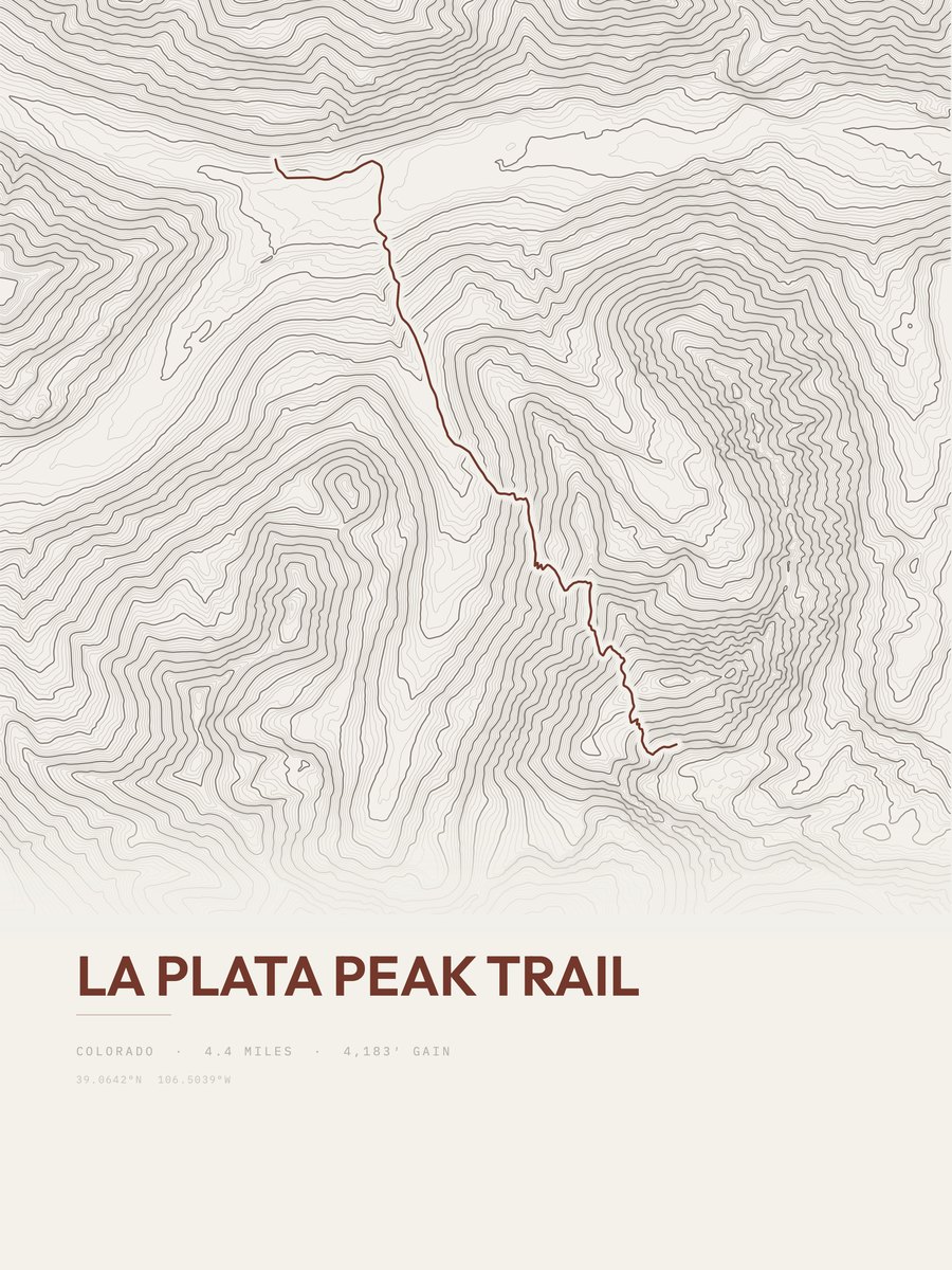 La Plata Peak Trail topographic trail print