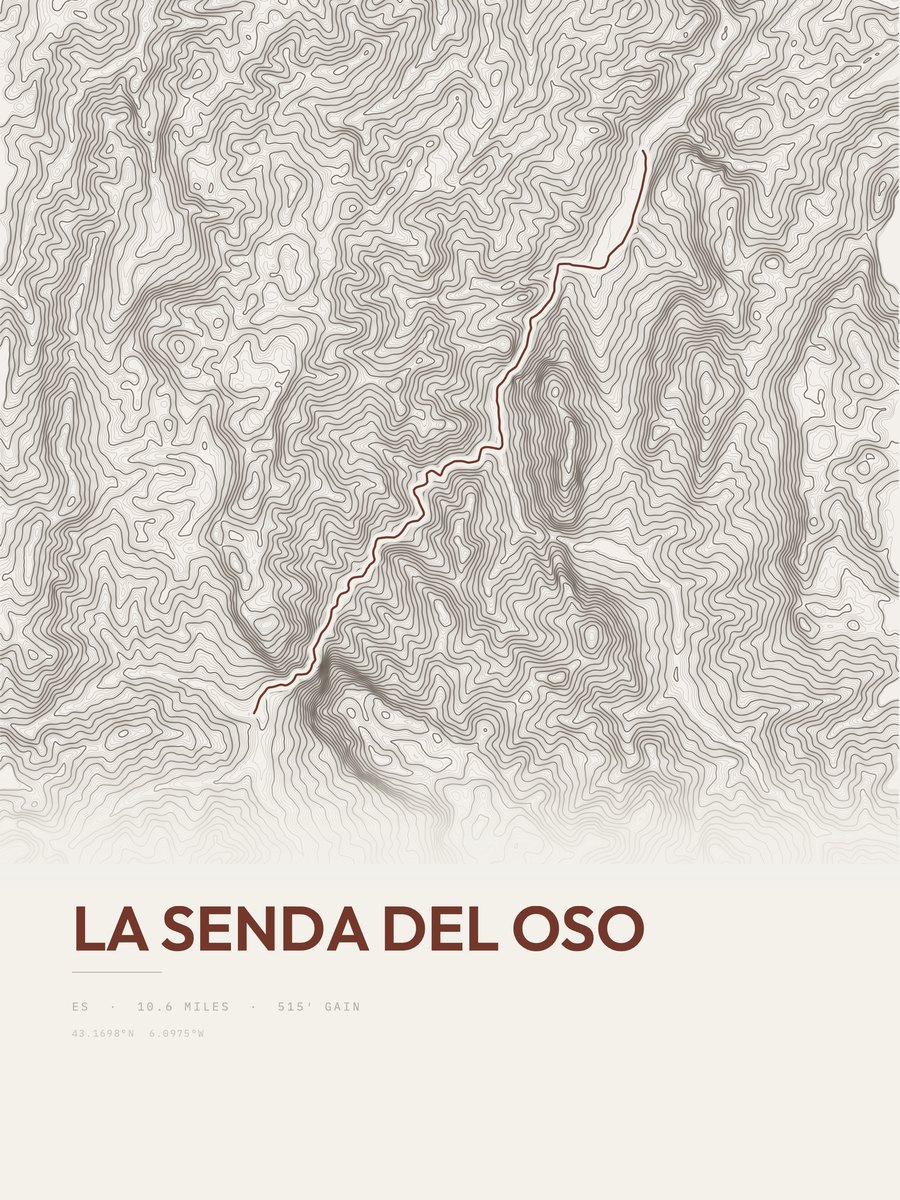 La Senda del Oso Topographic print