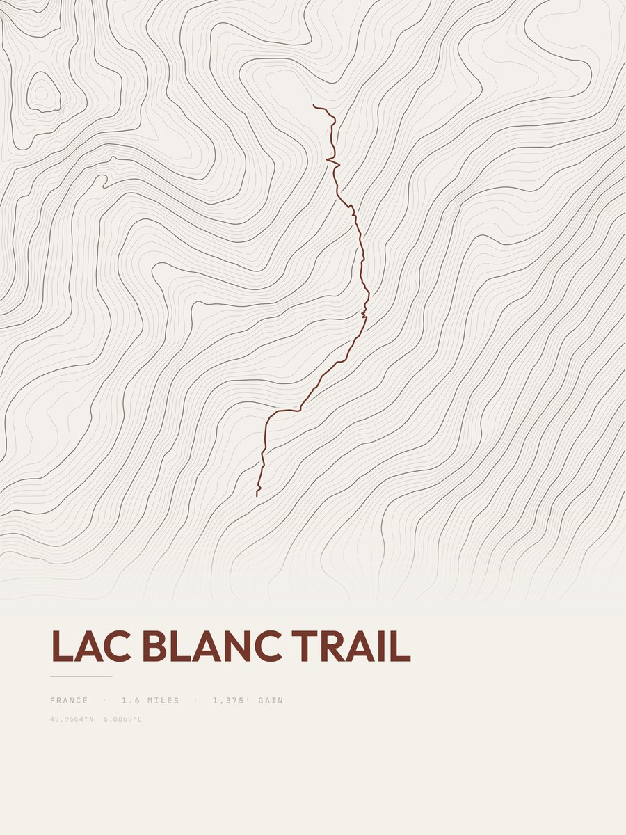 Lac Blanc Trail topographic trail print