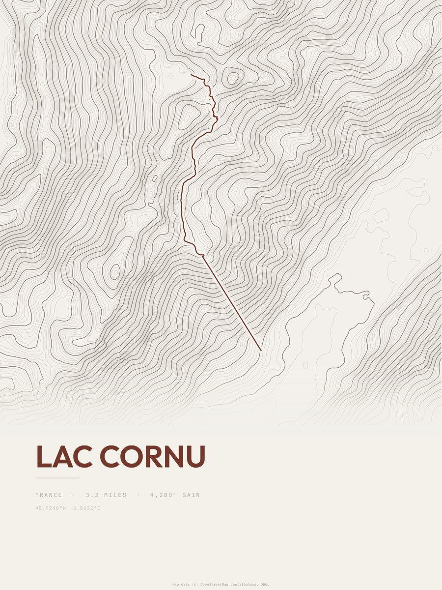 Lac Cornu topographic trail print
