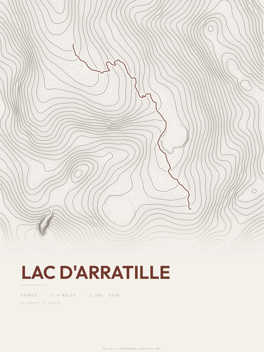 Lac d'Arratille Topographic print