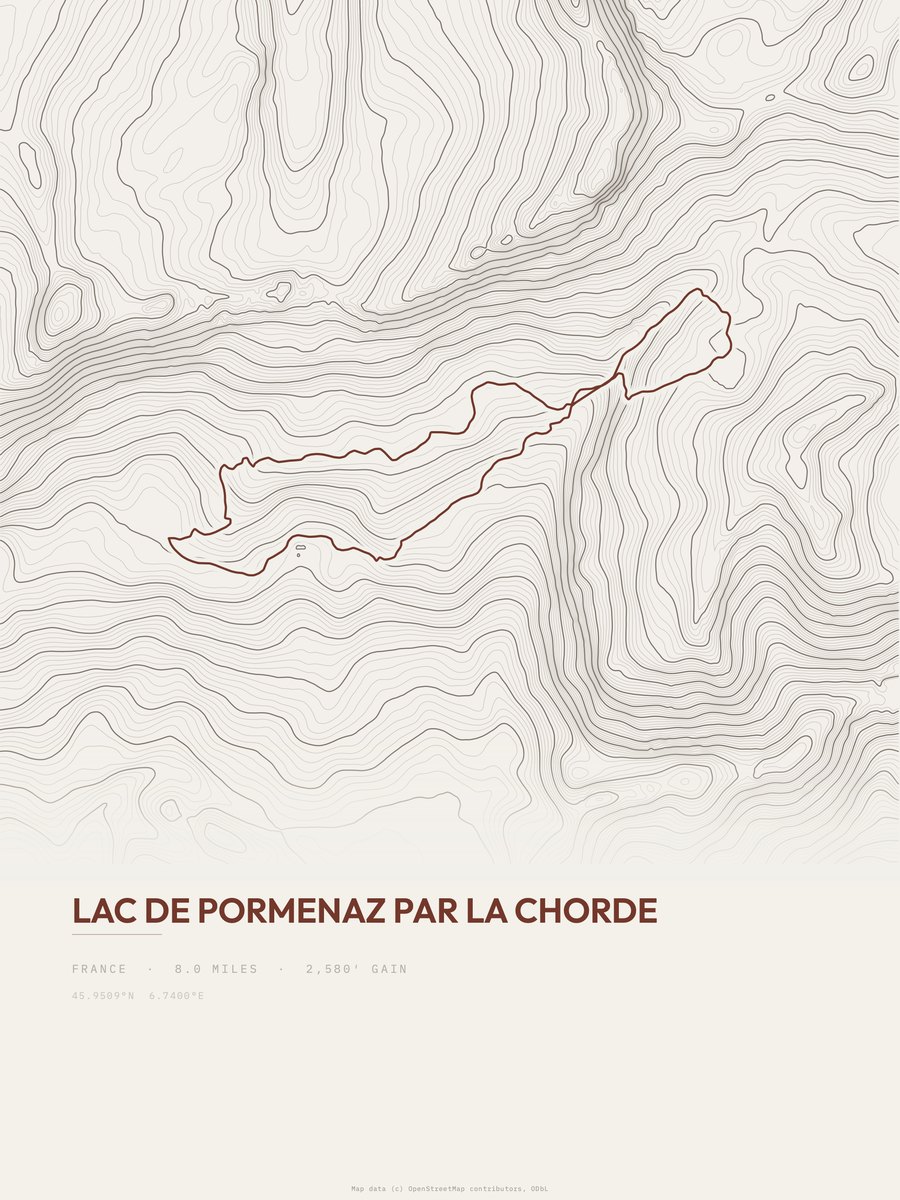 Lac de Pormenaz par la Chorde topographic trail print