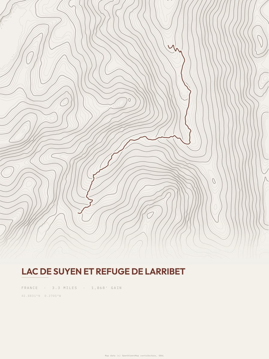 Lac de Suyen topographic trail print