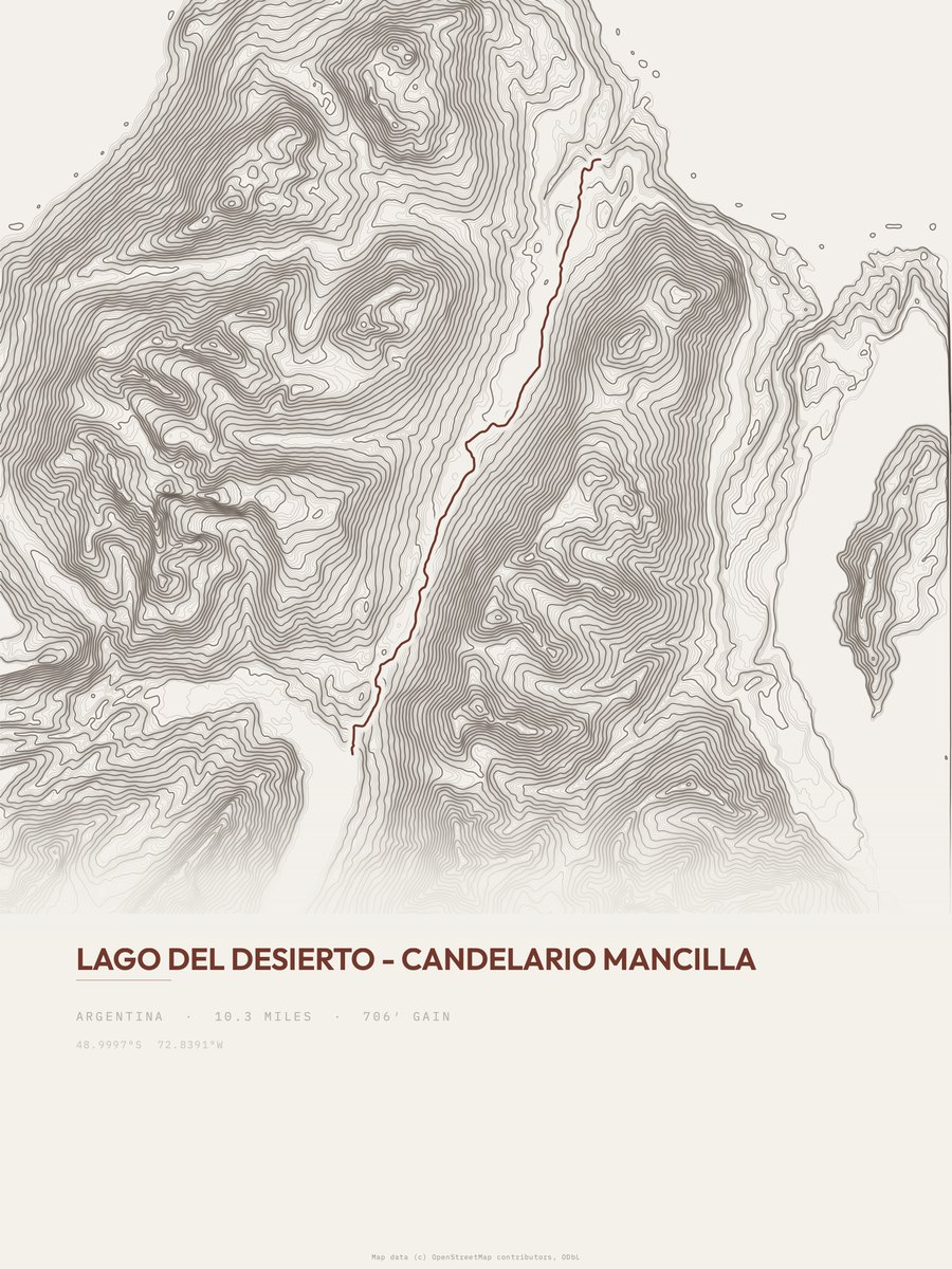 Candelario Mancilla topographic trail print