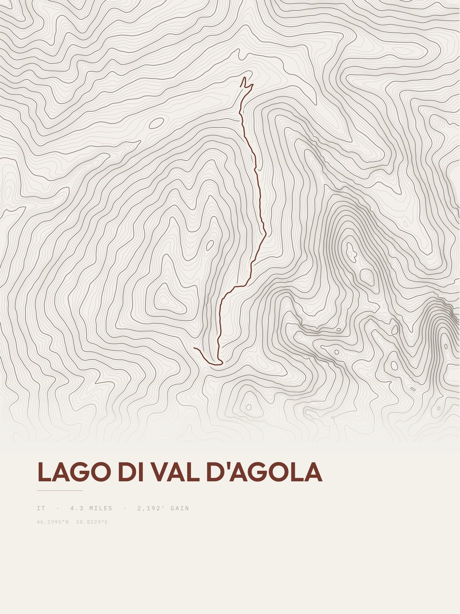 Lago di Val d'Agola topographic trail print