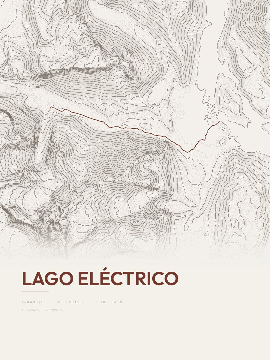 Lago Eléctrico topographic trail print
