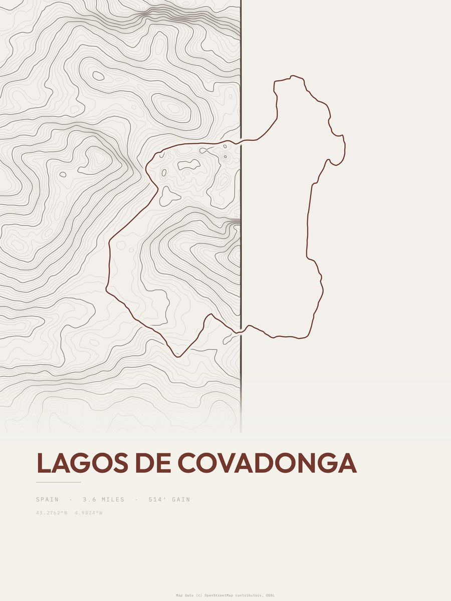 Lagos de Covadonga Topographic print