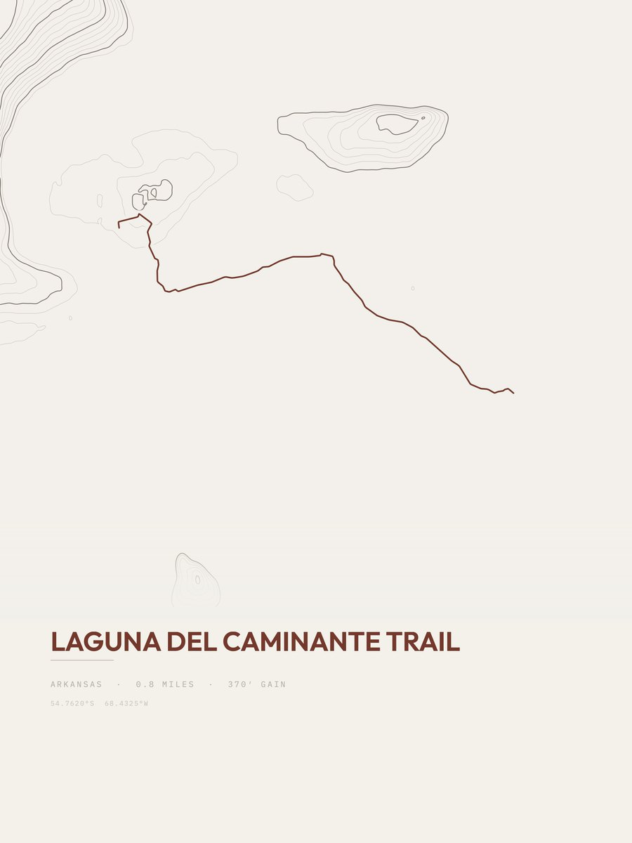 Laguna del Caminante Trail topographic trail print