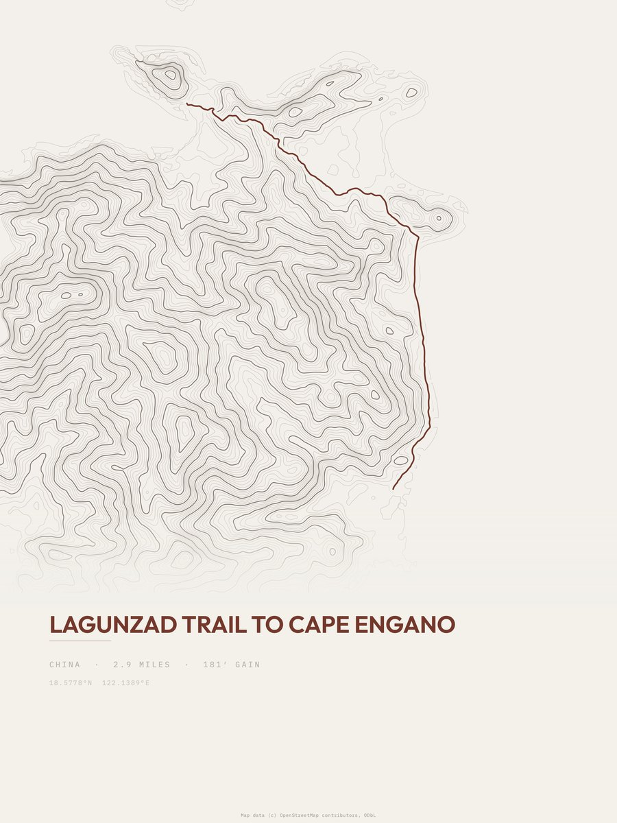 Lagunzad Trail to Cape Engano Topographic print