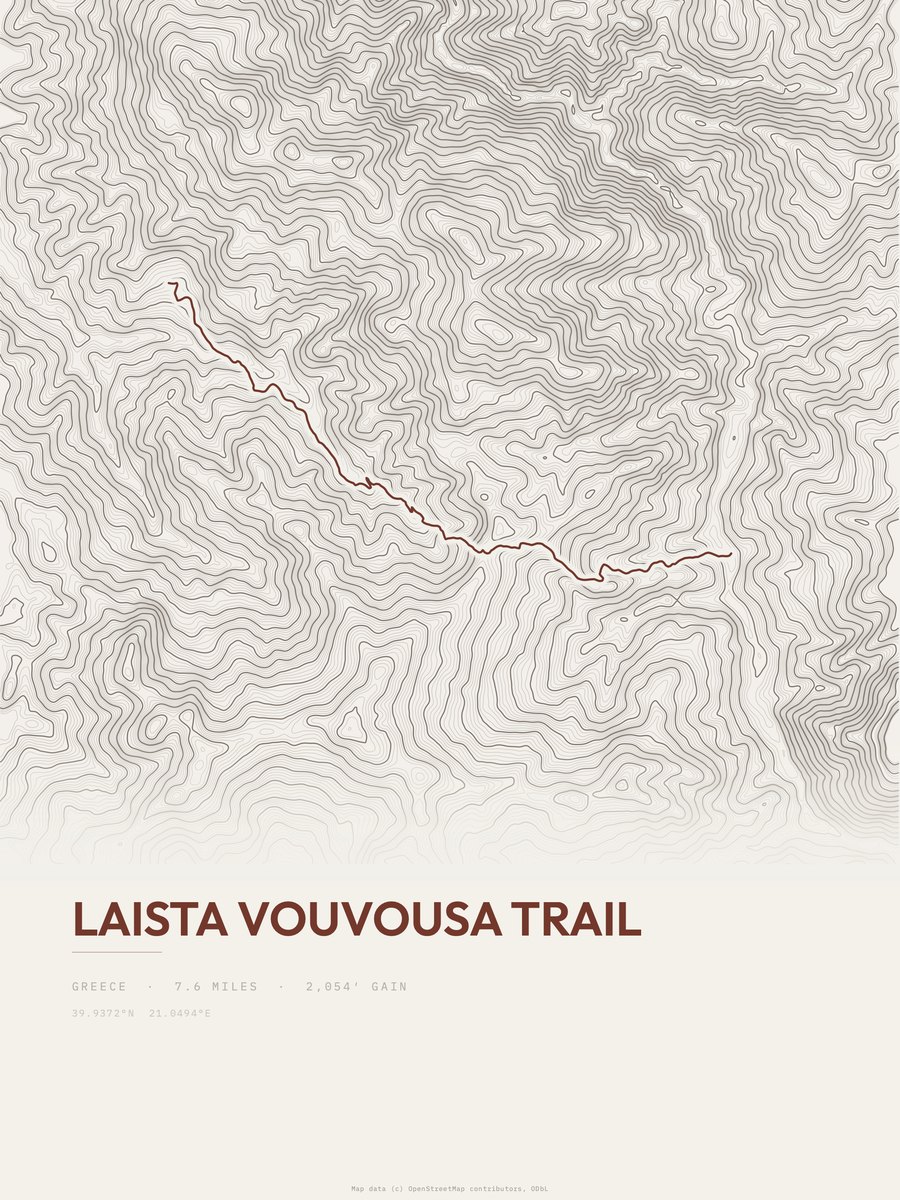 Laista Vouvousa Trail topographic trail print