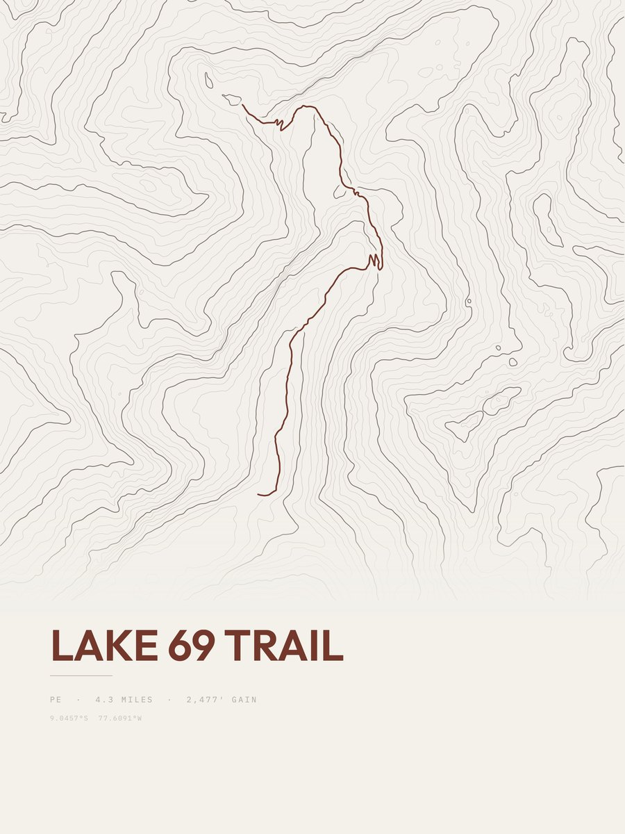 Lake 69 Trail topographic trail print