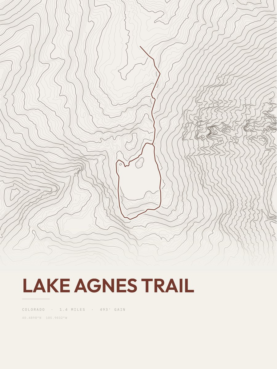 Lake Agnes Trail Topographic print