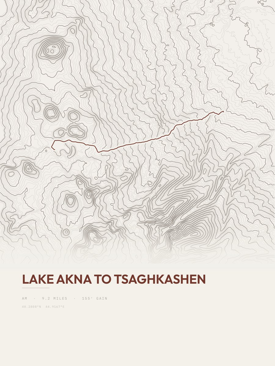 Lake Akna to Tsaghkashen Topographic print