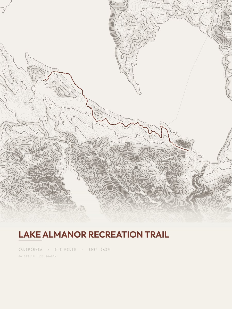 Lake Almanor Recreation Trail topographic trail print