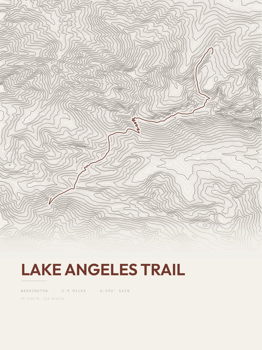 Lake Angeles Trail Topographic print