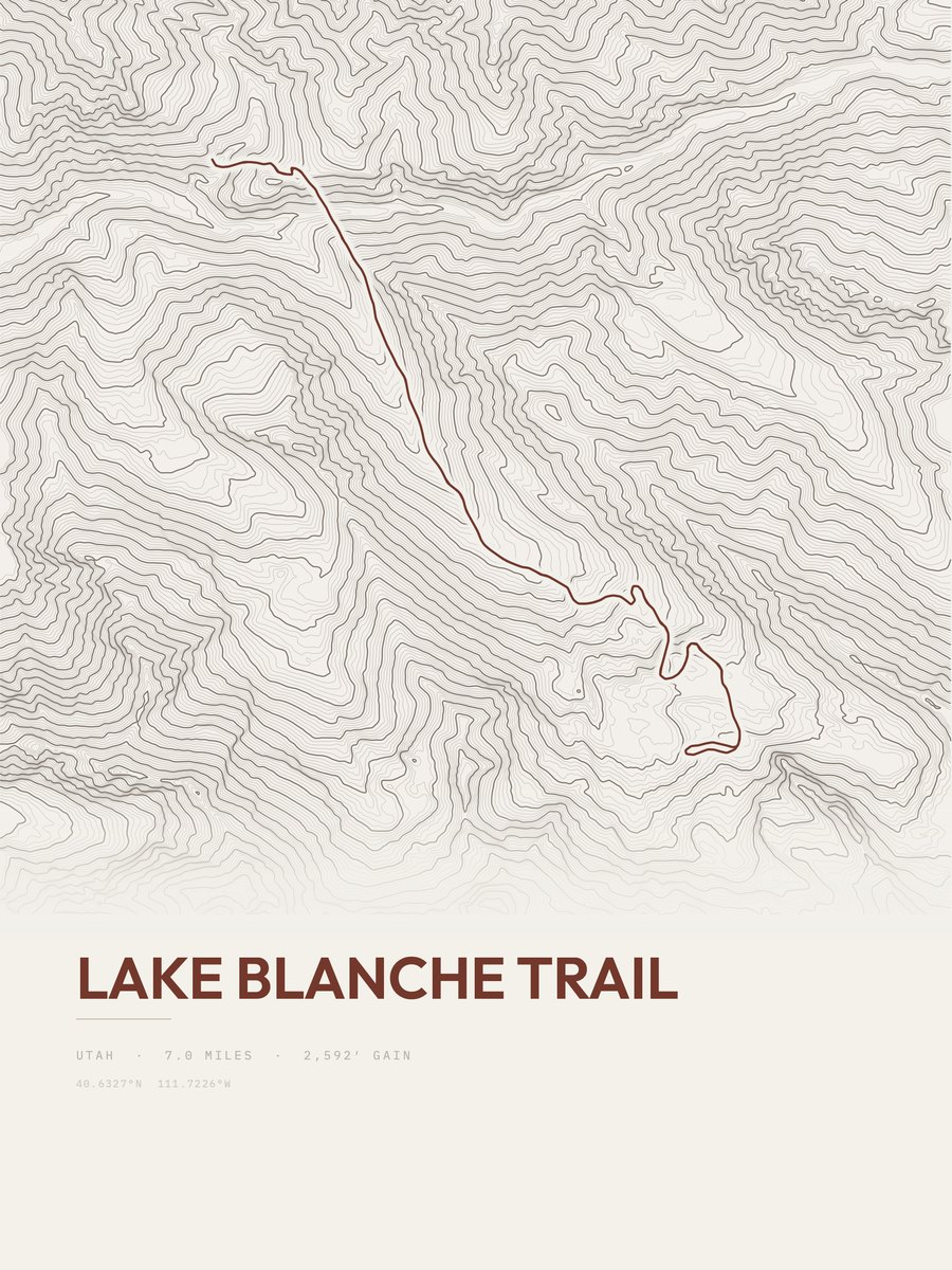 Lake Blanche Trail Topographic print
