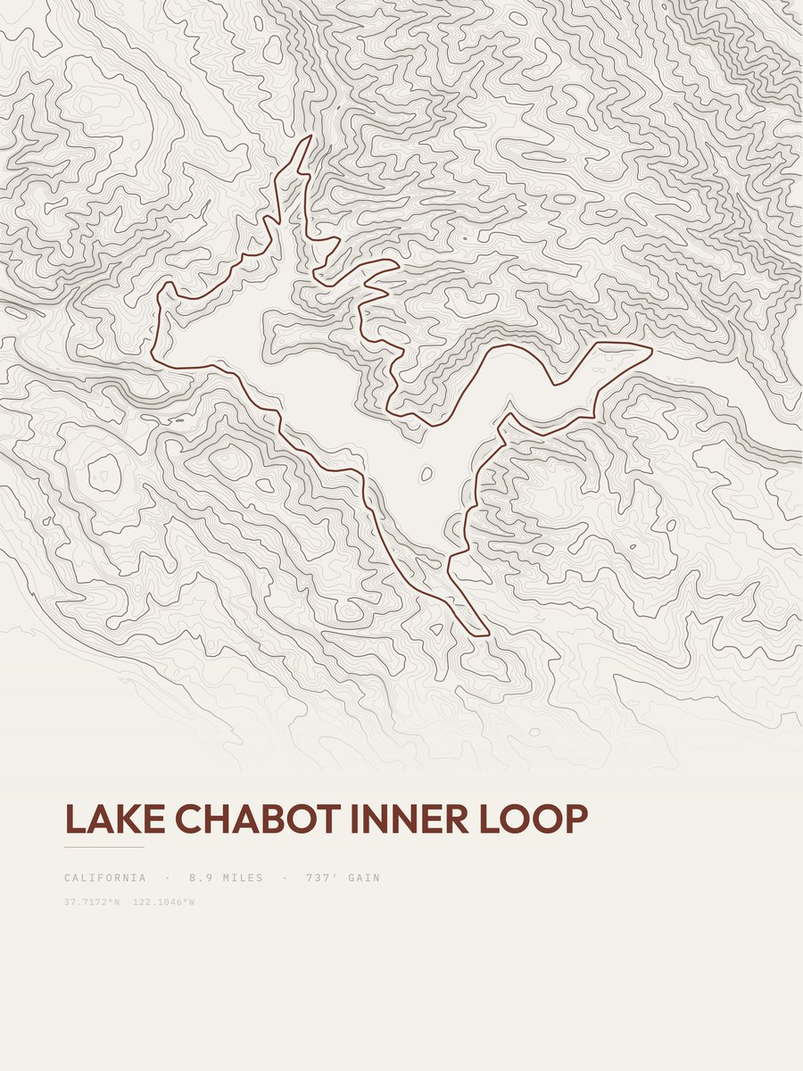 Lake Chabot Inner Loop Topographic print