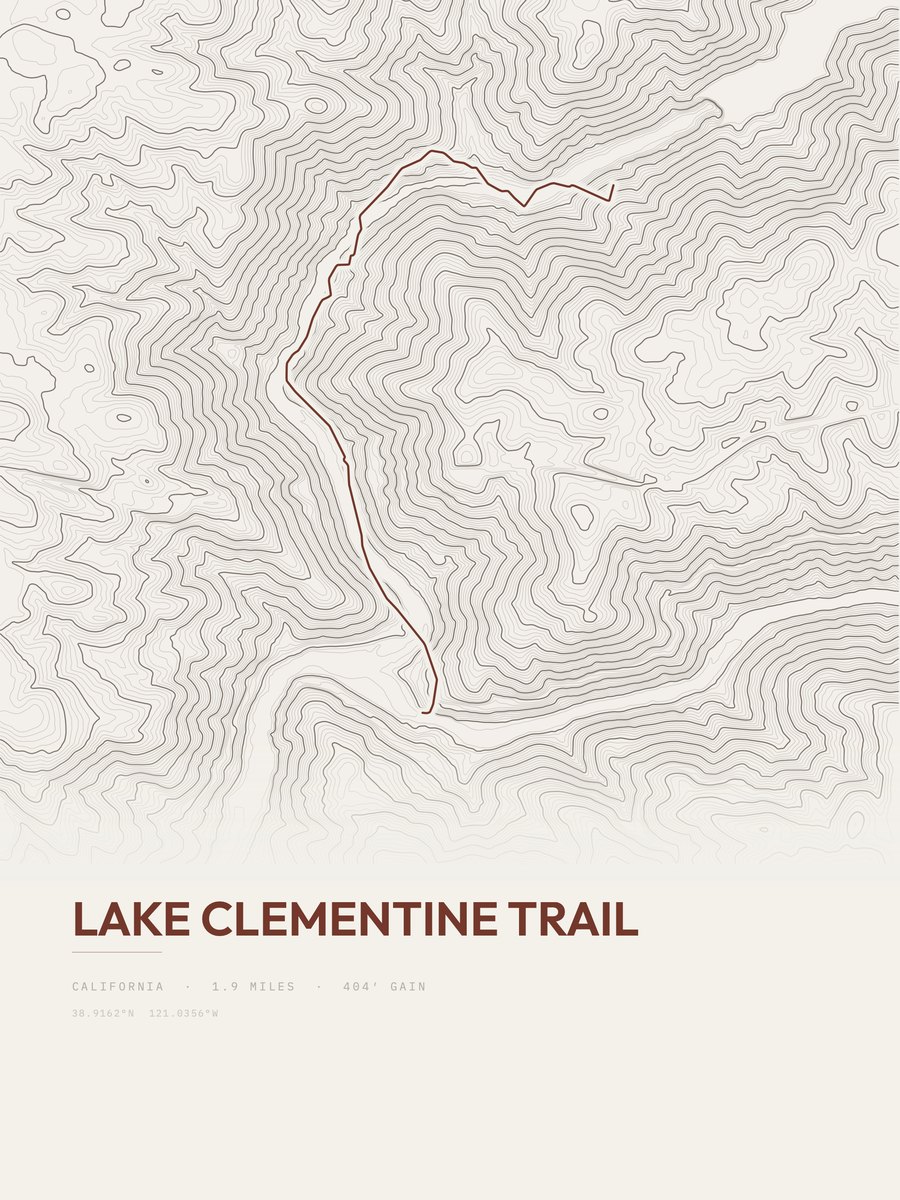 Lake Clementine Trail Topographic print