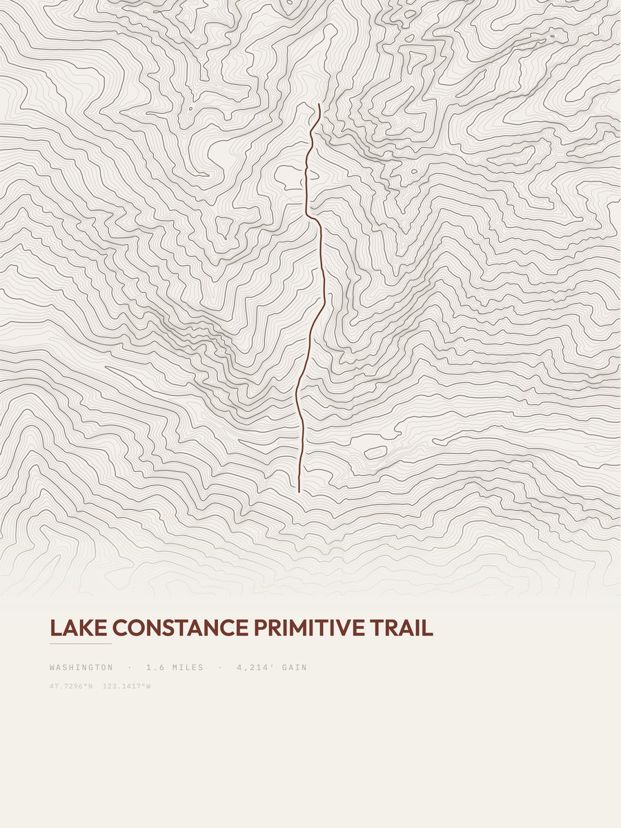 Lake Constance Primitive Trail topographic trail print