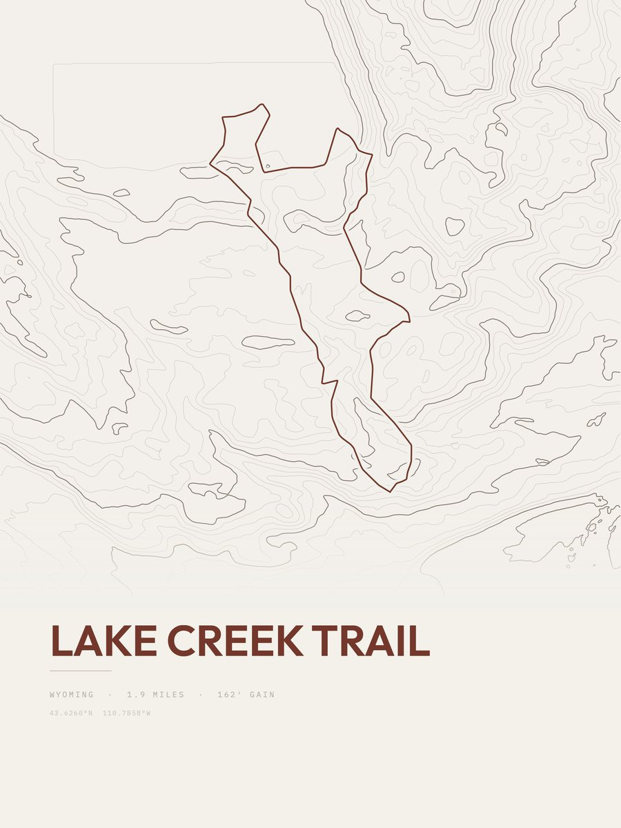 Lake Creek Trail topographic trail print