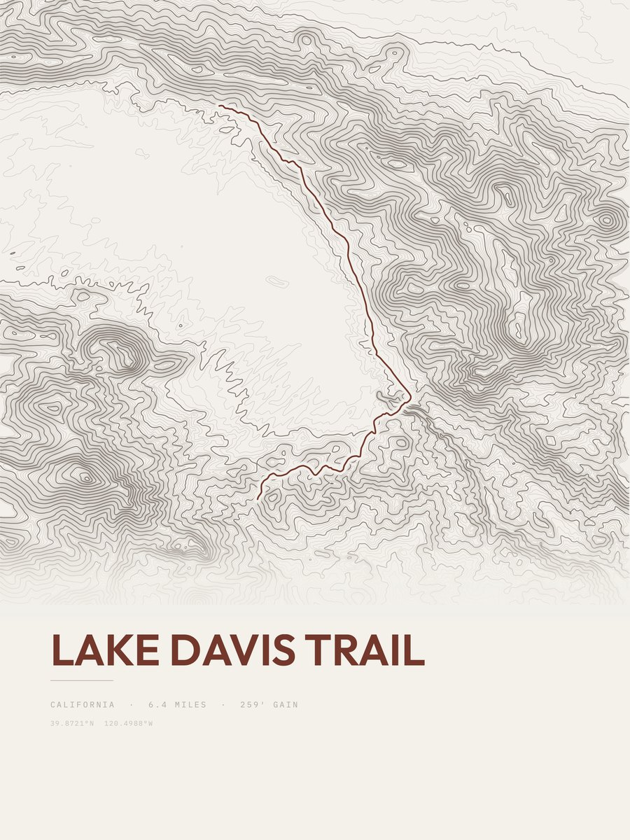 Lake Davis Trail Topographic print