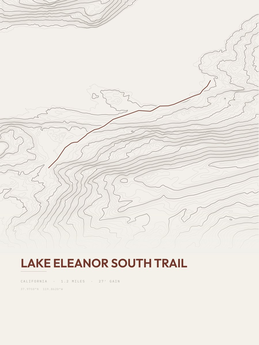 Lake Eleanor South Trail topographic trail print