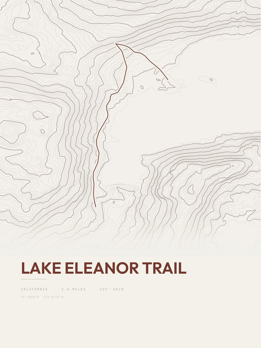 Lake Eleanor Trail topographic trail print