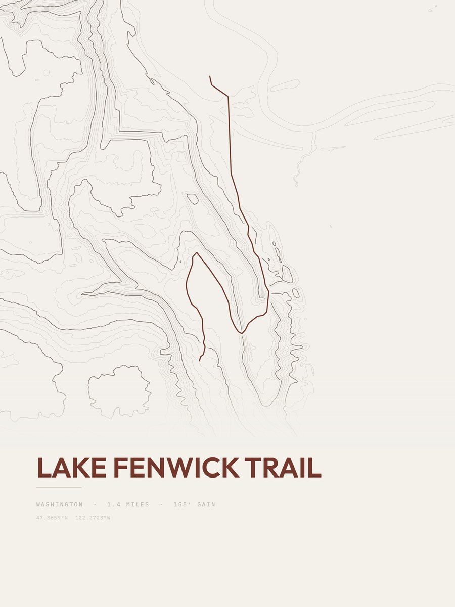 Lake Fenwick Trail Topographic print