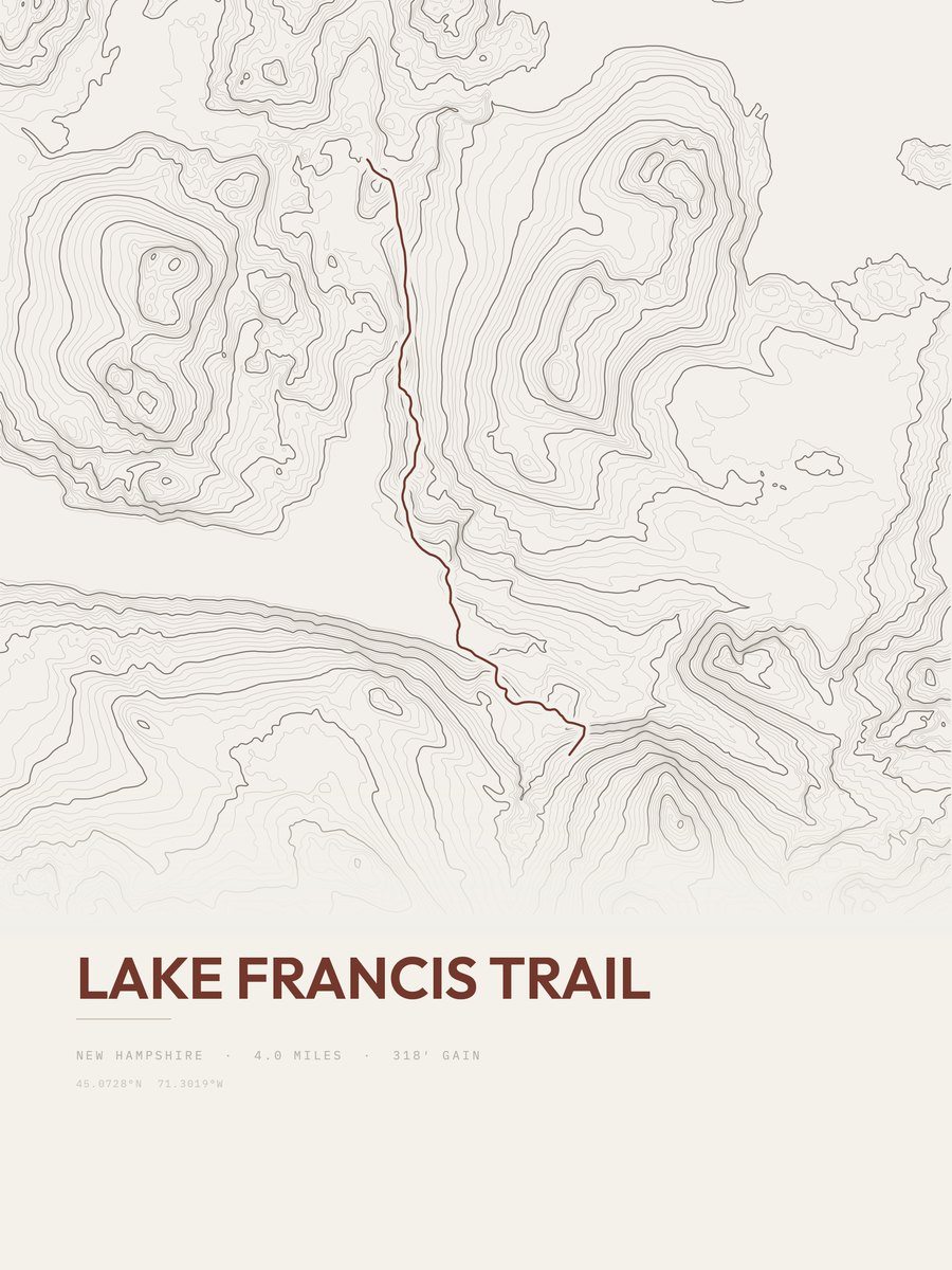 Lake Francis Trail Topographic print