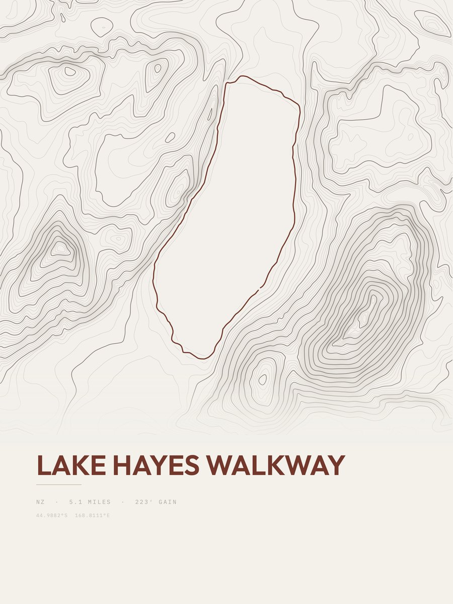 Lake Hayes Walkway topographic trail print