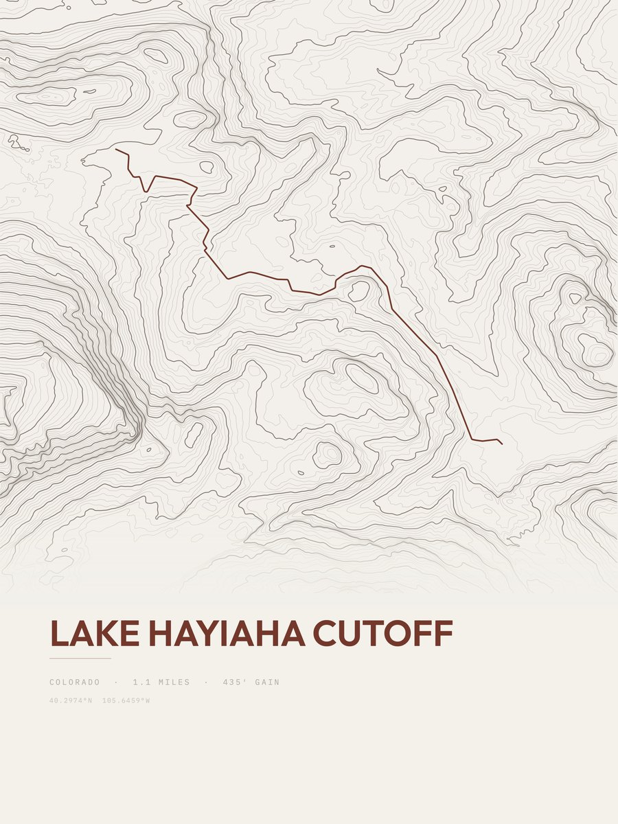 Lake Hayiaha Cutoff topographic trail print