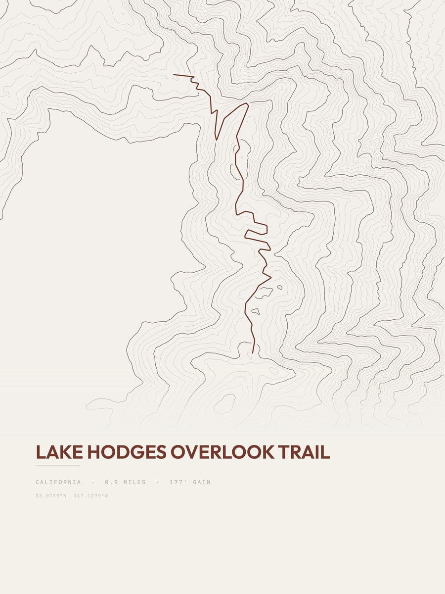 Lake Hodges Overlook Trail Topographic print