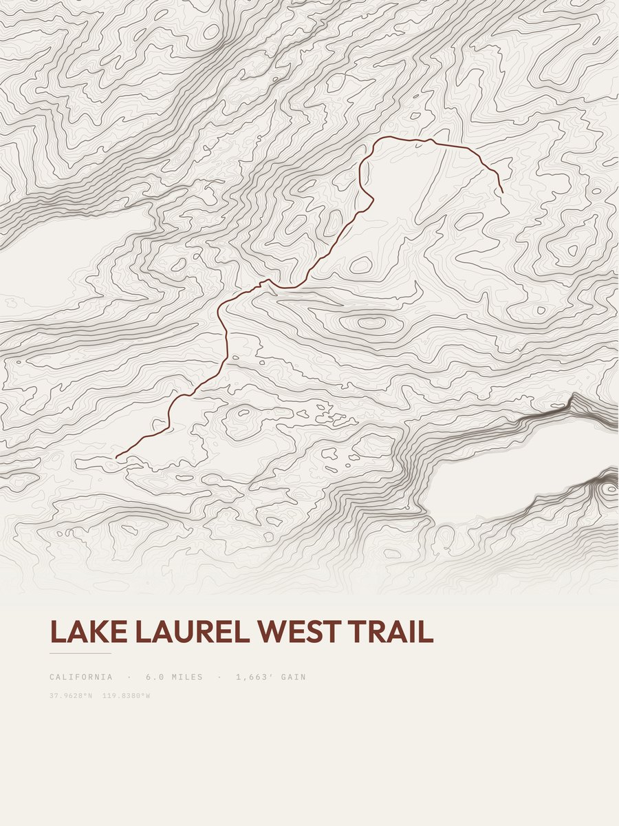 Lake Laurel West Trail Topographic print
