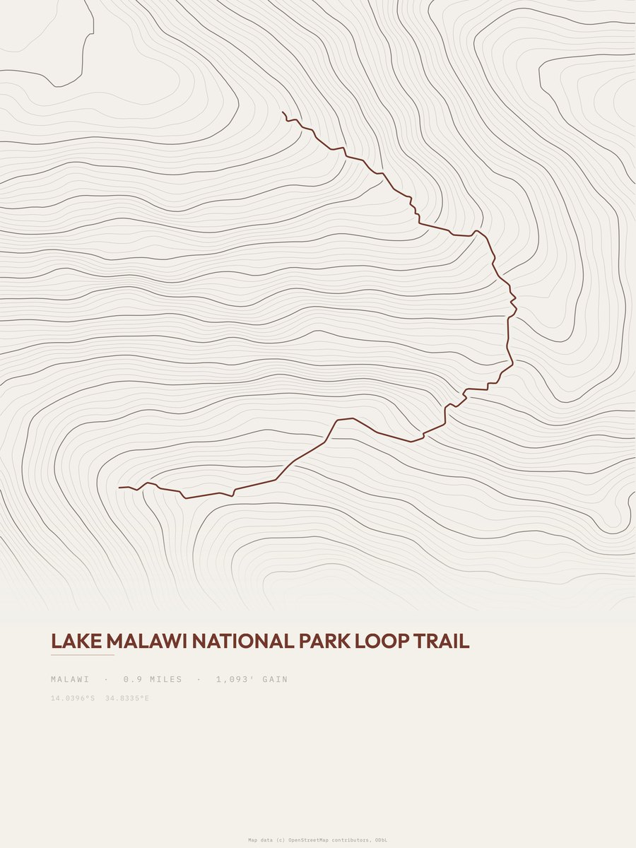 Lake Malawi National Park Topographic print