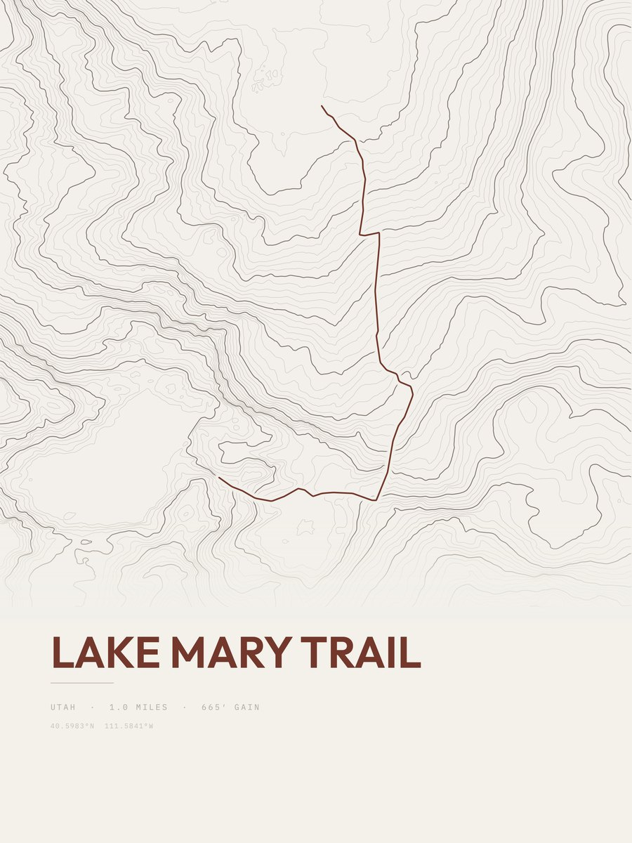 Lake Mary Trail topographic trail print