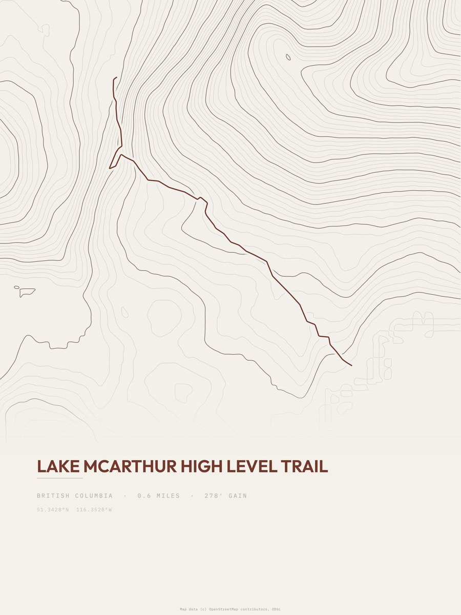 Lake McArthur High Level Trail Topographic print