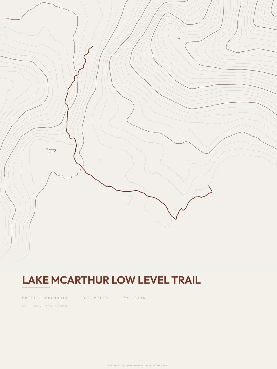Lake McArthur Low Level Trail Topographic print