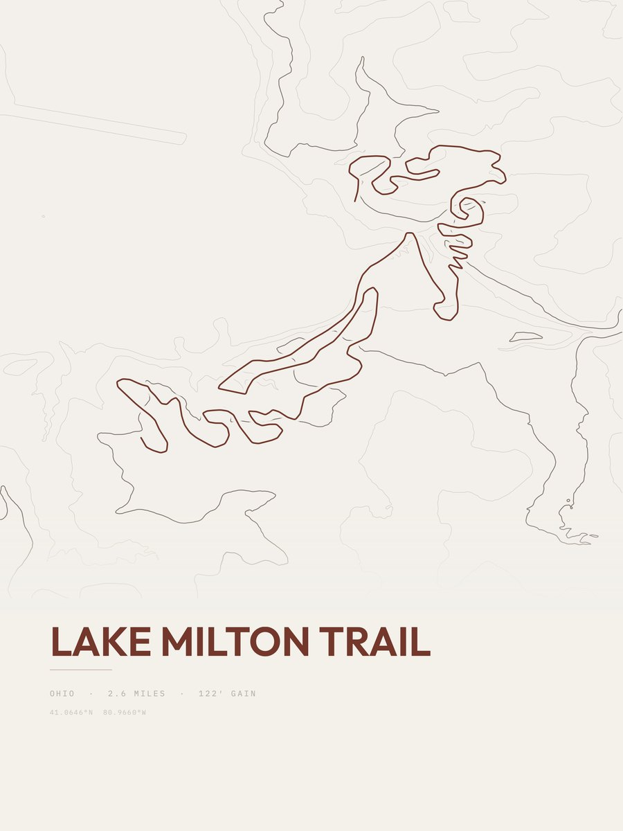 Lake Milton Trail topographic trail print