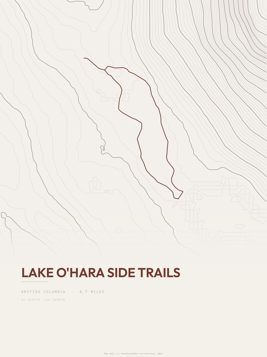 Lake O'Hara Side Trails Topographic print